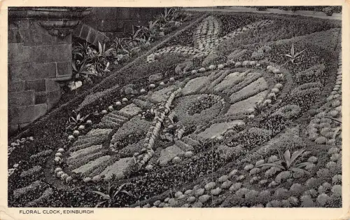 B129 Schottland 1936 Floral Clock Edinburgh Vintage Postkarte