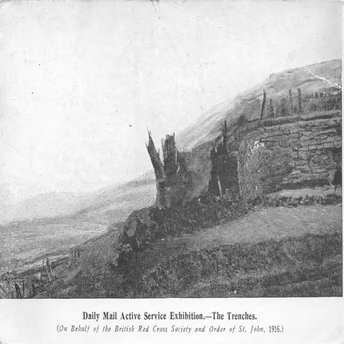 A721 Daily Mail Active Service Exhibition The Trenches 1916 Red Cross Postcard
