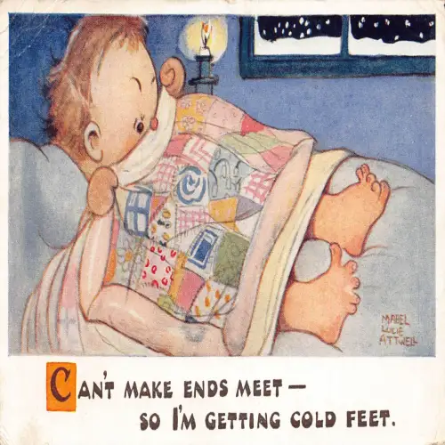 A721 Humor Comic 1952 Baby im Bett in der Nacht kann nicht über die Runden kommen Postkarte