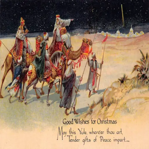 A722 Weihnachtsgrüße Drei Weise Männer reiten Kamelen nach Bethlehem Postkarte