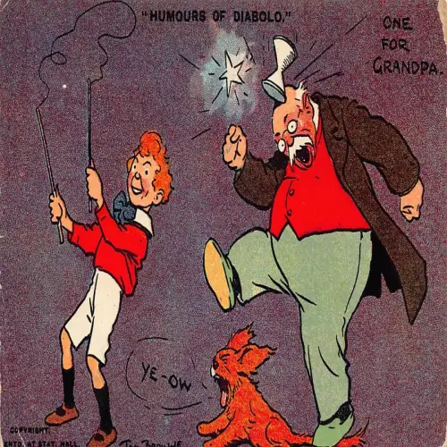 A722 Humours of Diabolo 1916 One for Opa Boy Playing Dog Vintage Postkarte