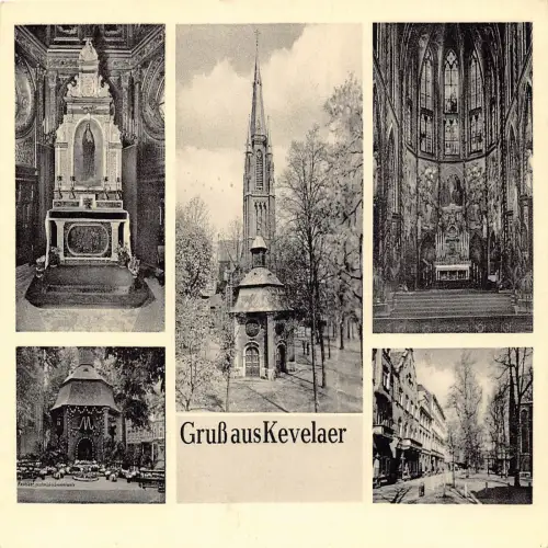 B136 Deutschland Gruss aus Kevelaer Kirche Mehrfachansicht Vintage Postkarte