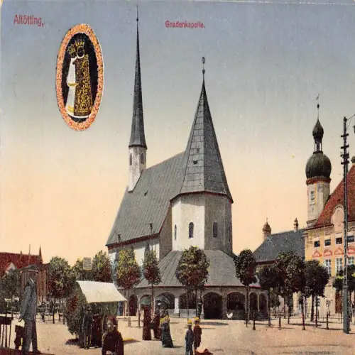 B136 Deutschland Altötting Gnadenkapelle Vintage Postkarte