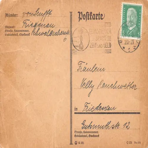 B134 Deutschland, Berlin Friedenau 1934 nach Friedenau Ganzsache