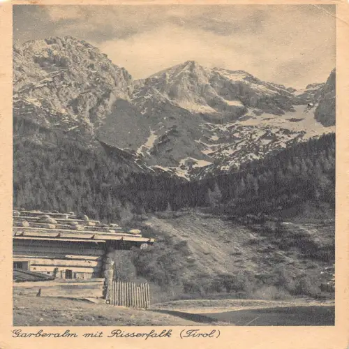 B134 Österreich Garberalm mit Risserfalk Tirol Berge Vintage Postkarte