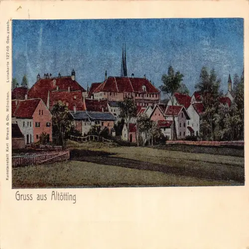 B136 Deutschland Gruss aus Altötting Gesamtansicht Vintage Postkarte
