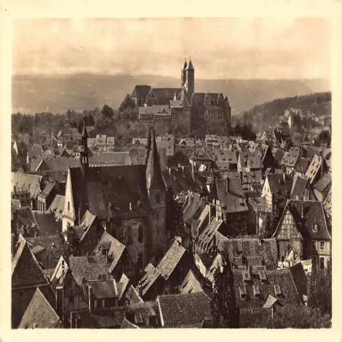 B136 Deutschland Quedlinburg Gesamtansicht RPPC Vintage Postkarte