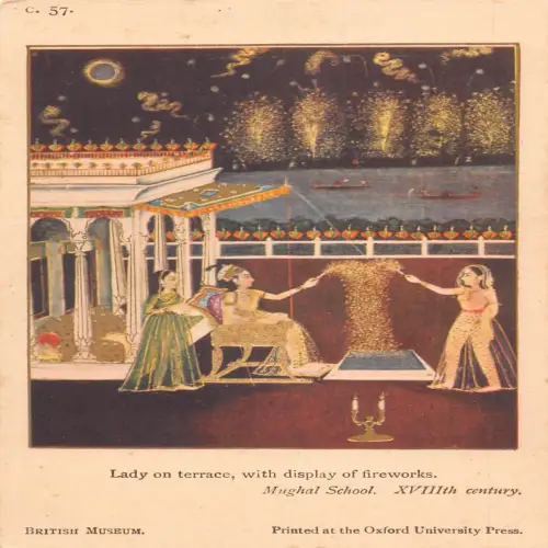 A726 British Museum London Lady on Terrace Feuerwerk Mogulschule Kunst Postkarte