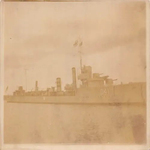 A725 Echt Foto Sepia Langdampfer D41 England Flagge Vintage Postkarte