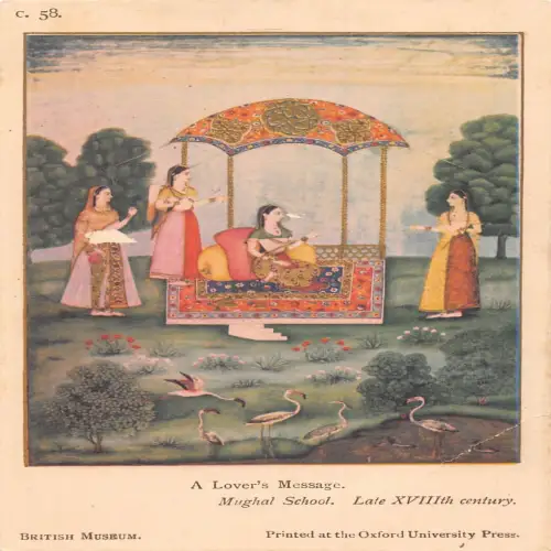 A726 British Museum London Lover's Message Mughal School 18. Jahrhundert Postkarte