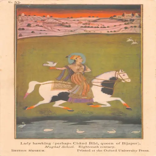 A726 British Museum Lady Hawking Königin Bijapur Mogulschule Kunst Postkarte