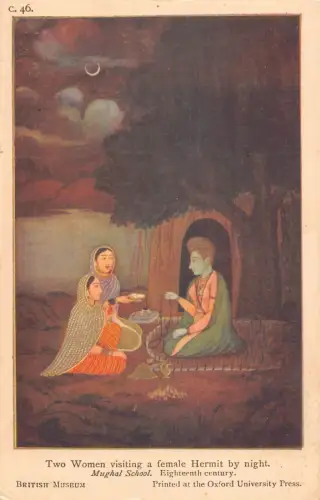 A726 British Museum Two Women Visit Hermit Mogul School Kunst Postkarte
