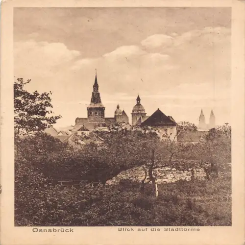 A727 Deutschland 1925 Osnabrück Blick auf Stadttuerme Turm Vintage Postkarte