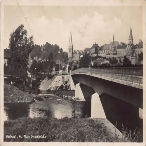 A728 Deutschland 1931 Warburg i W Neue Diemelbrücke Brücke RPPC Vintage Postkarte