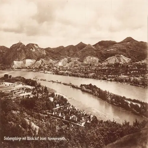 A728 Deutschland Siebengebirge mit Blick auf Insel Nonnenwerth RPPC Postkarte