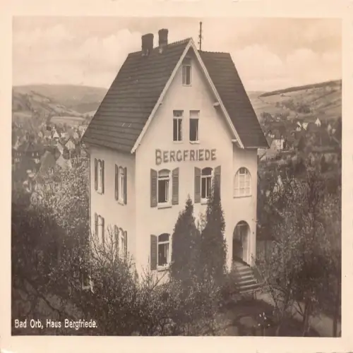A728 Deutschland 1951 Bad Orb Haus Bergfriede RPPC Pension Vintage Postkarte