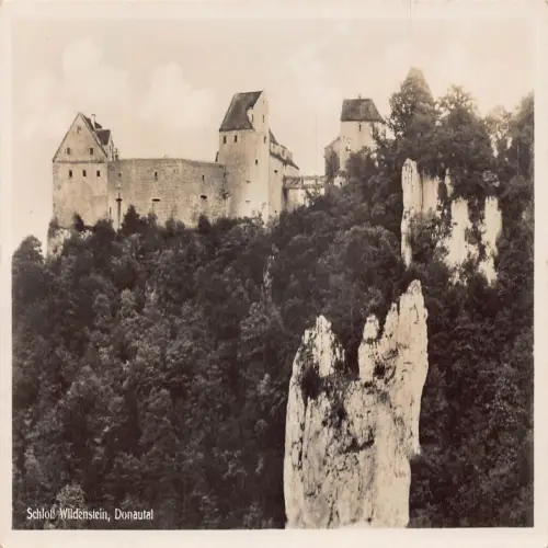 A728 Deutschland Schloss Wildenstein Donautal Burg RPPC Postkarte