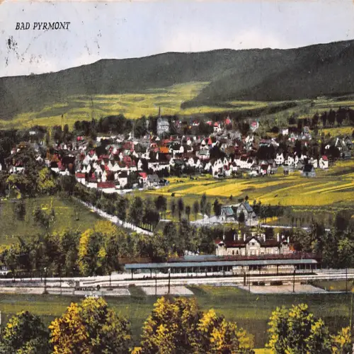 A728 Deutschland 1930 Bad Pyrmont Gesamtansicht Vintage Postkarte
