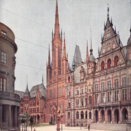 A728 Deutschland Wiesbaden Schlossplatz Schlossplatz Kirche Rathaus Postkarte