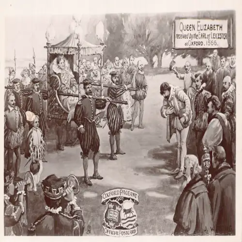 A729 Art Queen Elizabeth empfangen von Earl of Leicester in Oxford Postkarte