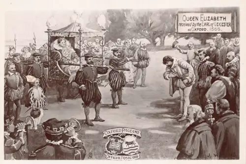 A729 Art Queen Elizabeth empfangen von Earl of Leicester in Oxford Postkarte