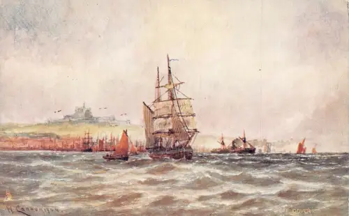A730 Sea Art 1906 vor Dover Schiffe Segelboote Vintage Postkarte