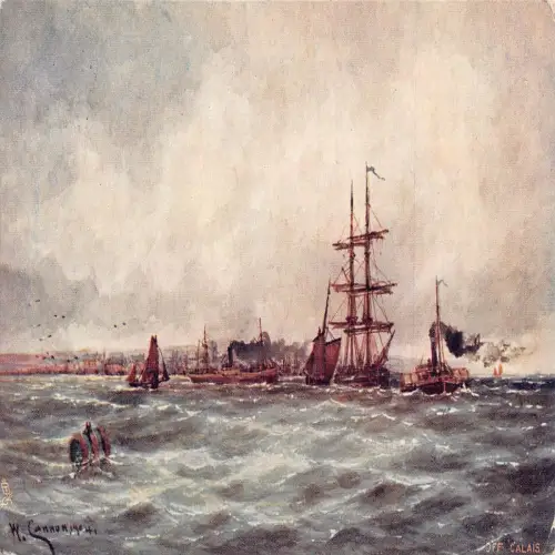 A730 Sea Art 1906 vor Calais Schiffe Dampfschiffe Vintage Postkarte