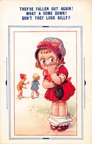A734 Kiddy Serie Kinder Comic Humor Hose gefallen Mädchen Postkarte