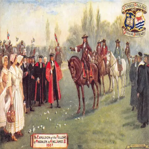 A736 Historisches Ereignis Vertreibung des Kollegen von Magdalena durch König Jakob II. Postkarte