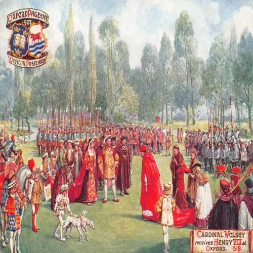 A736 Historisches Ereignis Kardinal Wolsey empfängt Heinrich VIII. auf Oxford Postkarte