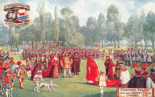 A736 Historisches Ereignis Kardinal Wolsey empfängt Heinrich VIII. auf Oxford Postkarte