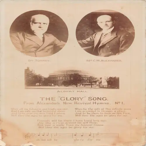 A736 Patriotic The Glory Song Albert Hall Dr Torrey und Mr CM Alexander Postkarte