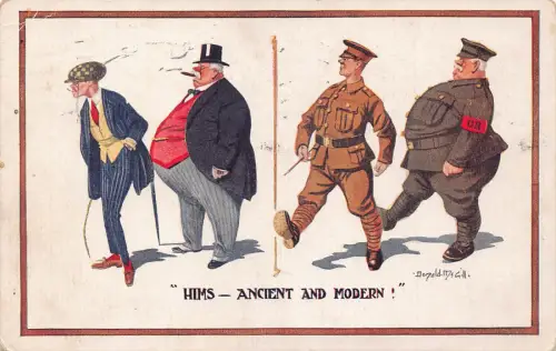 A736 Comic Humor 1917 Arten von Männern Hims - antike und moderne Postkarte