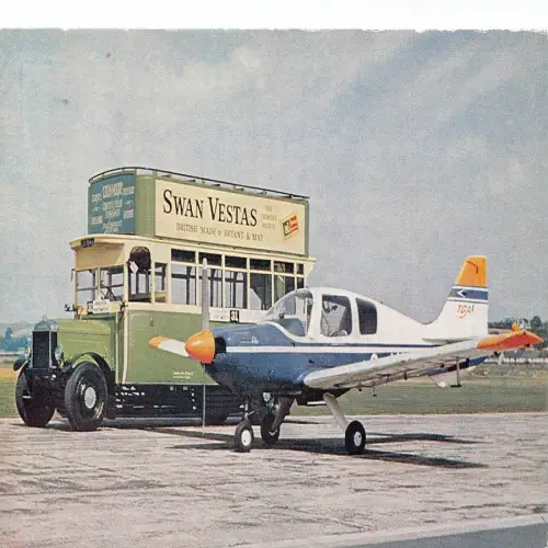 A737 Transport Southdown Open Top Leyland G7 Bus Beagle Pup Flugzeug Postkarte