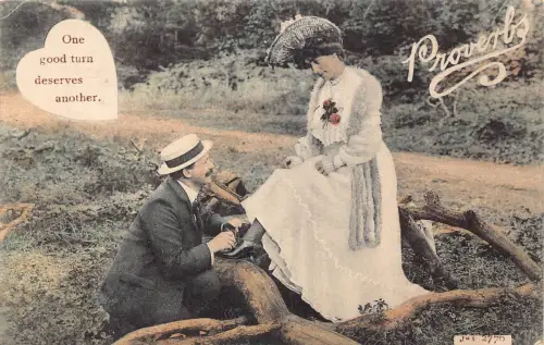 A737 Sprichwort Liebe Romantik Paar 1905 Eine gute Wendung verdient eine andere Postkarte