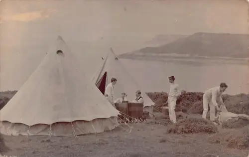 A737 Urlaub Echt Foto Sozialgeschichte Familienzelt Picknick Vintage Postkarte