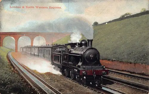 A738 Steam Train London and North Western Express Railway Bridge Postkarte