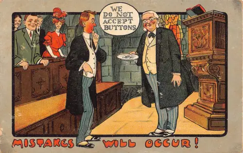 A738 Comic Humor 1907 Fehler werden auftreten Wir akzeptieren keine Buttons Postkarten