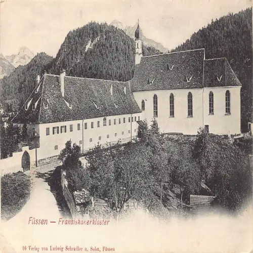 B137 Deutschland Füssen Fransiskanerkloster Franziskanerkloster Vintage Postkarte