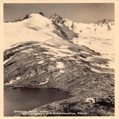 B138 Deutschland 1955 Zittauer Hütte Wildgerlossee gd Reichenspitze RPPC Postkarte