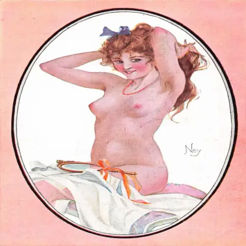 L480 Glamour Beauty Nude Risque signed Ney Vintage Postkarte