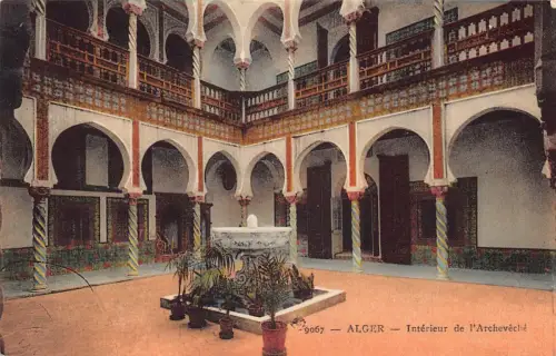 A740 Algerien Algier Interieur de l'Archeveche Vintage Postkarte
