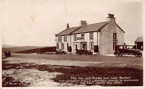 A741 England The Cat and Fiddle Inn in der Nähe von Buxton Cars RPPC Vintage Postkarte