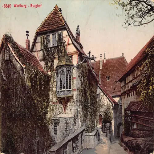 A740 Deutschland Wartburg Burghof Vintage Postkarte