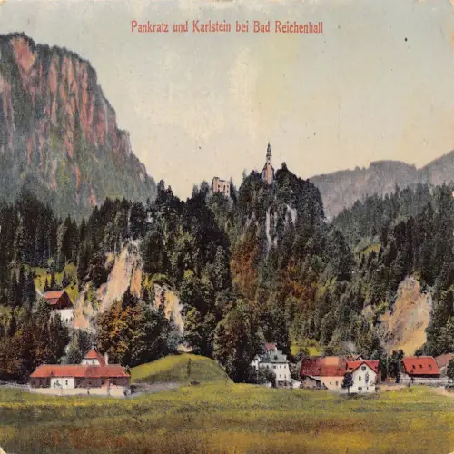 A740 Deutschland Pankratz und Karlstein bei Bad Reichenhall Vintage Postkarte