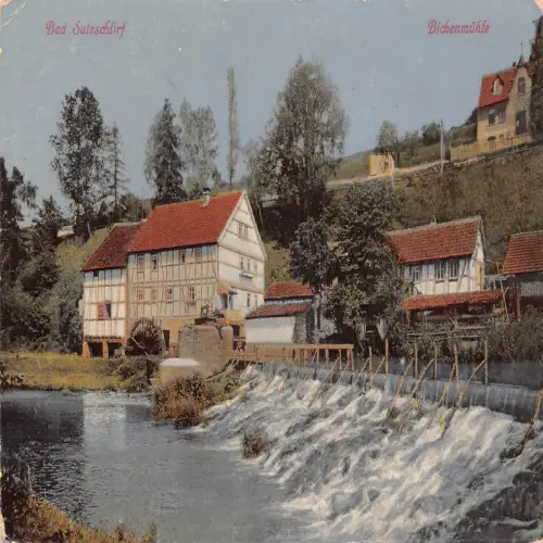 A740 Deutschland Bad Salsschsirf Bichenmühle Wassermühle Vintage Postkarte