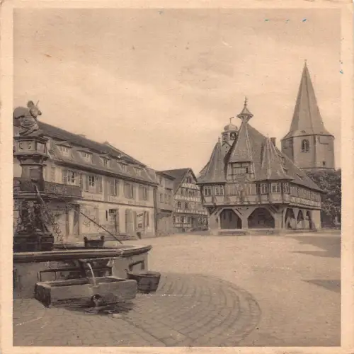 B138 Deutschland Michelstadt i O Marktplatz mit Rathaus Rathaus Postkarte