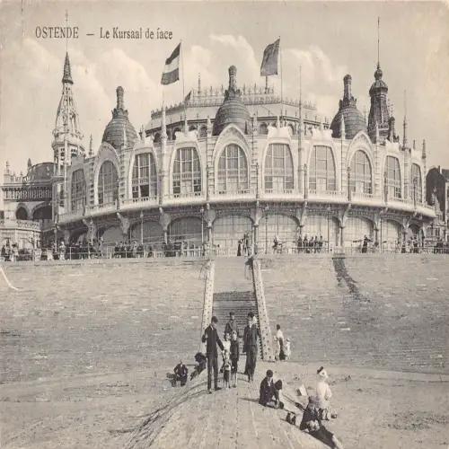 B138 Belgien Ostende Kursaal de face 1915 WWI Field Vintage