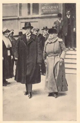 B140 Tschechoslowakischer Präsident Tomas Masaryk Ehefrau Hradkaneh Abstimmung 1924 Postkarte
