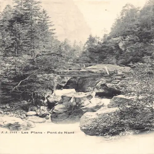 B138 Schweiz Les Plans Pont de Nant Brücke Vintage Postkarte